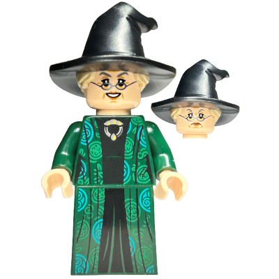 Professor Minerva McGonagall - Dark Green Robe over Black Dress, Hat with Hair | hp274