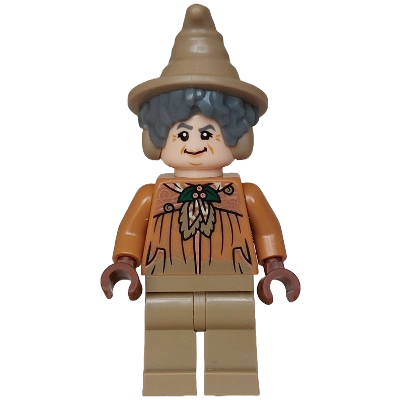Professor Pomona Sprout - Dirty Cloak, Dark Green Holly Brooch, Dark Tan Legs | hp570