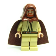 Qui-Gon Jinn - Light Nougat Head, Brown Hood and Cape | sw0172