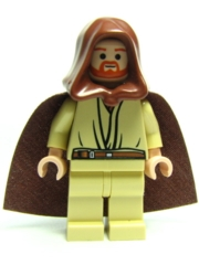 Qui-Gon Jinn - Light Nougat Head, Brown Hood and Cape | sw0172