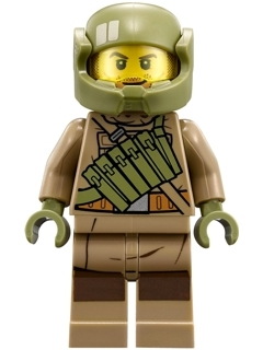 Resistance Trooper - Dark Tan Hoodie Jacket, Ammo Pouch, Stubble, Helmet with Chin Guard | sw0892