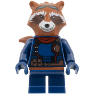Rocket Raccoon - Tenue bleu foncé, écharpe rouge foncé, tête brun rougeâtre | sh1068