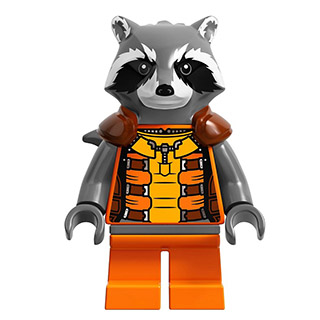 Rocket Raccoon - Orange and Reddish Brown Outfit, Dark Bluish Gray Head | sh0122