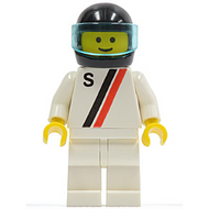 'S' - White with Red / Black Stripe, White Legs, Black Helmet, Trans-Light Blue Visor | s005