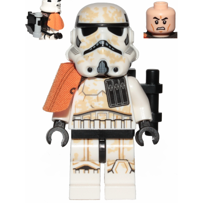 Chef d'escouade Sandtrooper (Capitaine) - Casque moulé double, épaulière orange, porte-munitions, taches de terre, sac à dos de survie | sw0992
