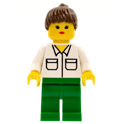 Shirt with 2 Pockets, Green Legs, Brown Ponytail Hair | twn014