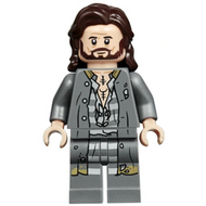 Sirius Black - Cheveux brun foncé, veste gris bleuâtre foncé sur chemise rayée déchirée, jambes imprimées | hp174