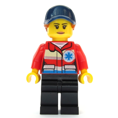 Ski Patrol Member - Female, Red Jacket, Dark Blue Cap, Ponytail | cty1083