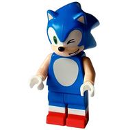 Sonic the Hedgehog - Light Nougat Face and Arms, Winking, Open Mouth Smile to Left | son001