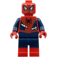 Spider-Man - Bras et jambes bleu foncé, bottes rouges, toile argentée, déchirures sur le costume couleur nougat clair | sh1057