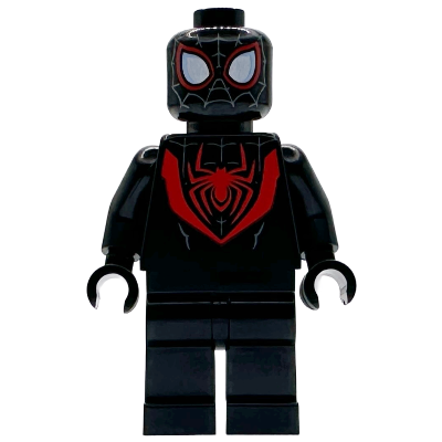 Spider-Man (Miles Morales) - Dark Bluish Gray Webbing on Head, Black Hands | sh1099