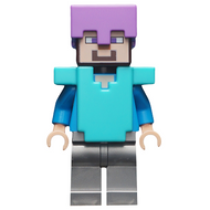 Steve (Nougat clair) - Jambes argentées plates, casque lavande moyen, armure azur moyenne | min060