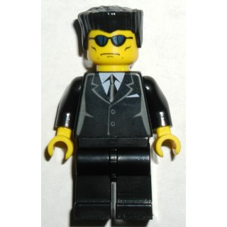Suit Black, Flat Top, Blue Sunglasses | trn116