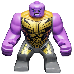Thanos - Grande figurine, tenue gris bleu foncé avec armure dorée, jambes imprimées, sourire | sh0733