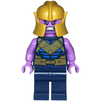 Thanos - Minifigure, Dark Blue and Gold Outfit, Medium Lavender Arms, Helmet | sh0906
