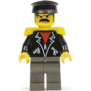 Time Twisters - Black Leather Jacket with Zippered Pockets over Red Shirt, Yellow Epaulettes (Tony Twister / Baron Blomberg) | tim001