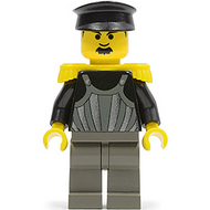 Time Twisters - Dark Gray Armor with Silver Stripes and Rivets, Yellow Epaulettes (Professor Millennium / Commodore Schmidt) | tim002
