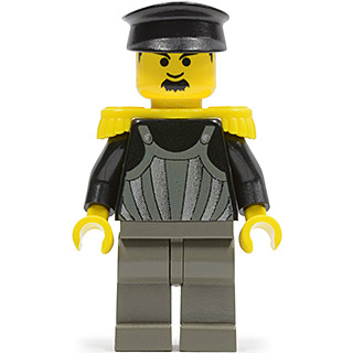 Time Twisters - Dark Gray Armor with Silver Stripes and Rivets, Yellow Epaulettes (Professor Millennium / Commodore Schmidt) | tim002