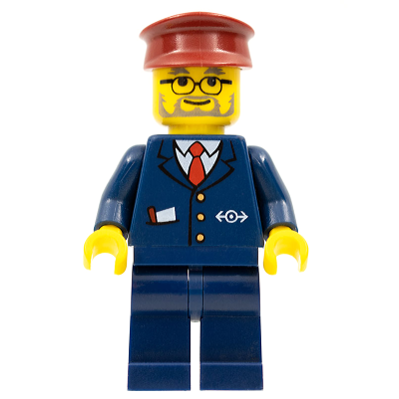 Train Conductor - Male, Dark Blue Suit with Train Logo, Dark Red Hat | trn123