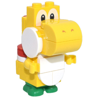 Yellow Yoshi - White Tile, Round 1 x 1 Quarter on Front | mar0100