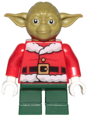 Yoda - Vert olive, veste de Père Noël rouge, pantalon court vert foncé | sw1071