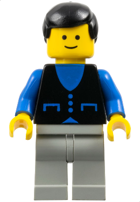 Shirt with 3 Buttons - Blue, Light Gray Legs, Black Male Hair | but003