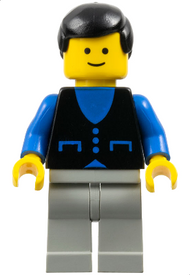 Shirt with 3 Buttons - Blue, Light Gray Legs, Black Male Hair | but003
