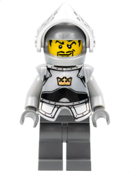 Fantasy Era - Crown Knight Plain with Breastplate, Helmet with Visor, Curly Eyebrows and Goatee, Dark Bluish Gray Hips and Legs | cas335