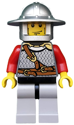 Kingdoms - Lion Knight Scale Mail with Chest Strap and Belt, Helmet with Broad Brim, Vertical Cheek Lines | cas447