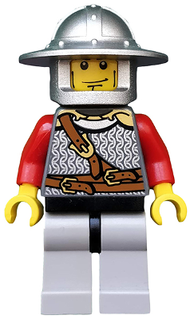 Kingdoms - Lion Knight Scale Mail with Chest Strap and Belt, Helmet with Broad Brim, Vertical Cheek Lines | cas447