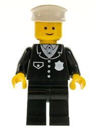Police - Suit with 4 Buttons, Black Legs, White Hat | cop001