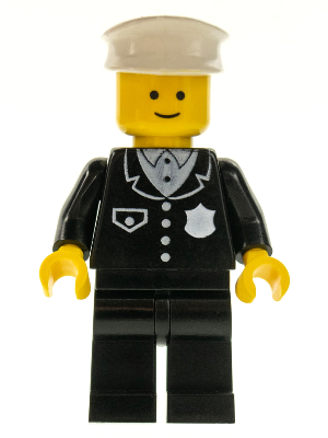 Police - Suit with 4 Buttons, Black Legs, White Hat | cop001