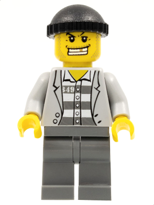 Police - Jail Prisoner Jacket over Prison Stripes, Dark Bluish Gray Legs, Black Knit Cap, Gold Tooth | cty0206