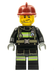 Fire - Reflective Stripes with Utility Belt, Dark Red Fire Helmet, Crooked Smile and Scar | cty0343