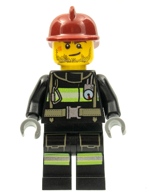 Fire - Reflective Stripes with Utility Belt, Dark Red Fire Helmet, Crooked Smile and Scar | cty0343