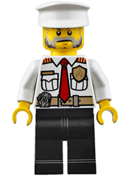 Fire Boat Captain - White Shirt with Red Tie, Badge, Belt, Black Legs, White Police Hat | cty0647