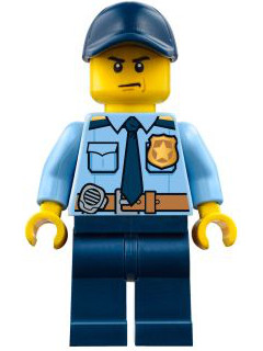 Police - City Shirt with Dark Blue Tie and Gold Badge, Dark Tan Belt with Radio, Dark Blue Legs, Dark Blue Cap with Hole | cty0748