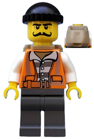 Police - City Bandit Male with Orange Vest, Black Knit Cap, Moustache Curly Long | cty0754