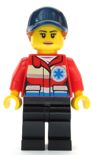 Ski Patrol Member - Female, Red Jacket, Dark Blue Cap, Ponytail | cty1083