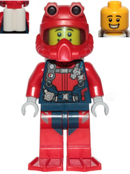Scuba Diver - Male, Open Mouth Smile, Red Helmet, White Air Tanks, Red Flippers | cty1173