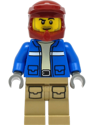 Wildlife Rescue Explorer - Male, Blue Jacket, Dark Red Helmet, Dark Tan Legs with Pockets, Beard | cty1294