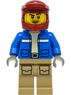 Wildlife Rescue Explorer - Male, Blue Jacket, Dark Red Helmet, Dark Tan Legs with Pockets, Beard | cty1294
