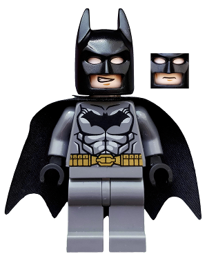 Batman - Dark Bluish Gray Suit, Gold Belt, Black Hands, Starched Cape | dim002