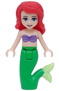 Ariel, Mermaid (Light Nougat) - Medium Lavender Shell Bra Top, Bright Green Tail, Medium Azure Eyes | dp001