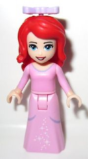 Ariel, Human (Light Nougat) - Bright Pink Dress with White Stars, Lavender Bow | dp004
