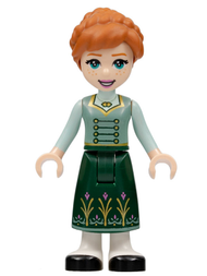 Anna - Dark Green Skirt with Flowers, Sand Green Vest, Light Aqua Sleeves | dp160