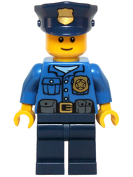 Police - Gold Badge, Police Hat, Black Eyebrows, Smile | hol040