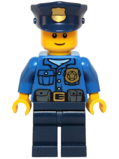 Police - Gold Badge, Police Hat, Black Eyebrows, Smile | hol040