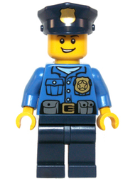 Police - Gold Badge, Police Hat, Open Grin | hol042