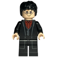 Harry Potter - Manteau long et gilet noirs, chemise rouge foncé et cravate | hp133